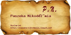 Paszeka Nikodémia névjegykártya